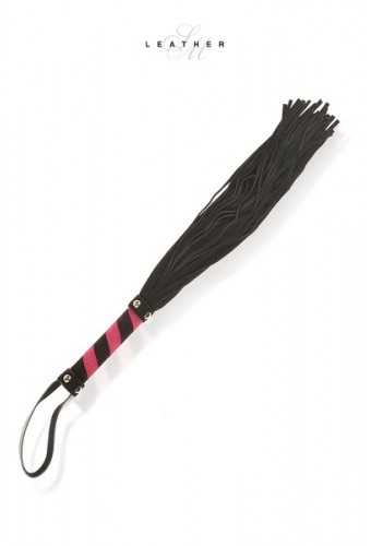 Martinet en cuir noir et rose