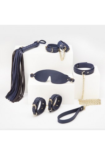 Kit SM 5 Pièces Sex Navy Bleu - Accessoires BDSM élégants et complets