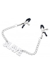 Pince-tétons avec plaque SLAVE – Accessoire BDSM pour soumise