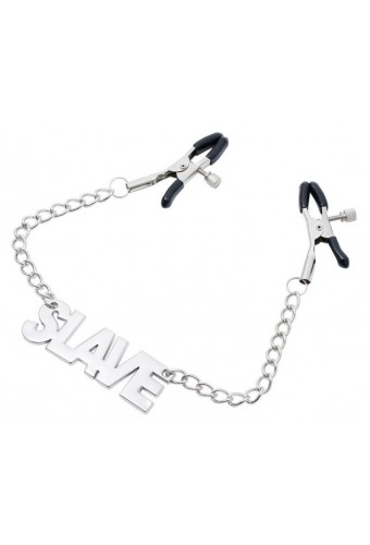 Pince-tétons avec plaque SLAVE – Accessoire BDSM pour soumise