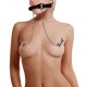 Bâillon avec pinces tétons Nipple Gag Noir – Accessoire BDSM excitant et ajustable