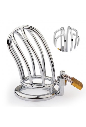 Cage de chasteté Lineale 9.5 x 3.5 cm – Élégance et soumission en métal