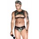 Tenue militaire sexy - Déguisement 4 pièces avec top, slip et béret