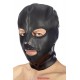 Cagoule BDSM 3 ouvertures en simili cuir - Fetish Tentation