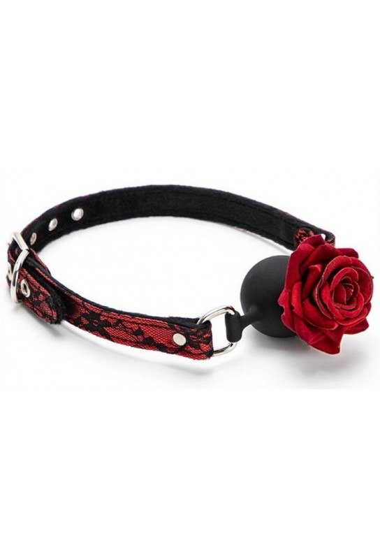 Baillon Boule avec Rose Bud Gag Rouge 