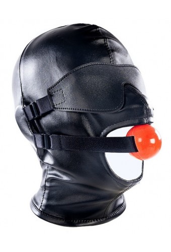 Cagoule SM avec Bâillon et masque Subfull Noire 
