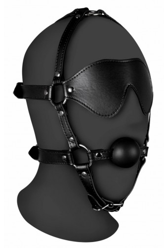 Bâillon Muselière avec Boule et Masque Gag Xtreme Noir 