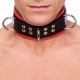 Collier en cuir avec 3 Anneaux D Rouge 