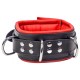 Collier en cuir rembourré avec 3 anneaux D Rouge 
