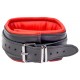 Collier en cuir rembourré avec 3 anneaux D Rouge 