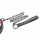Collier + Laisse Noir - Rose 