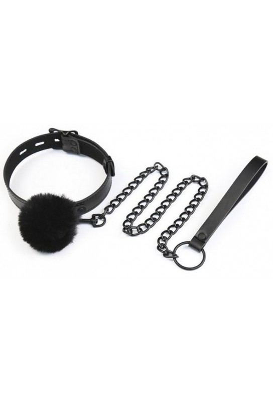 Collier et Laisse Ball Top Noir 