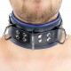 Collier rembourré en cuir 3 Anneaux D Bleu 