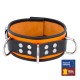 Collier en cuir 3 Anneaux D Orange-Noir 