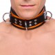 Collier en cuir 3 Anneaux D Orange-Noir 