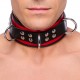Collier en cuir 3 Anneaux D Rouge-Noir 