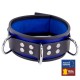 Collier en cuir - 3 anneaux D - Bleu/Noir 