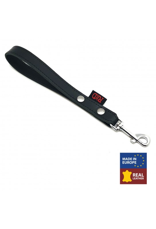LAISSE COURTE EN CUIR NOIRE 