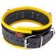 Collier en cuir - 3 anneaux D - Noir/ Jaune 