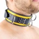 Collier en cuir - 3 anneaux D - Noir/ Jaune 