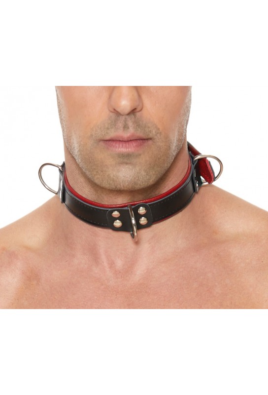 Collier Deluxe Bondage Noir-Rouge 