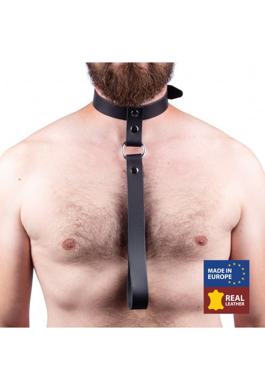 Collier en cuir avec Laisse courte 