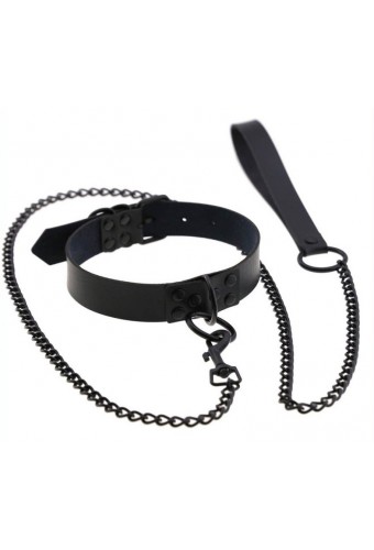 Collier-Laisse Punk Noir 