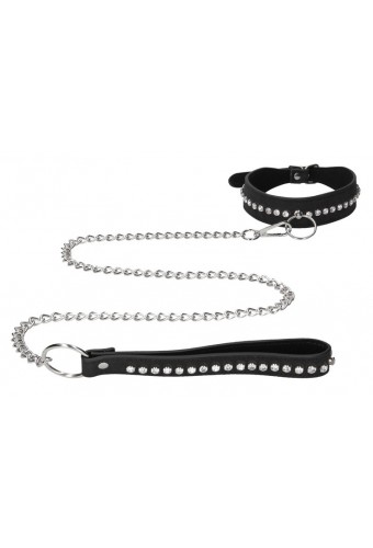 Collier-Laisse à Strass Diamond Studded Noir 