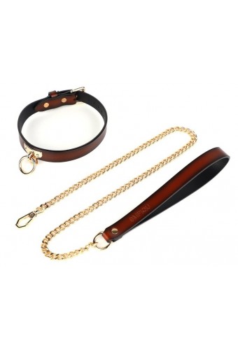 Collier-Laisse Tee Ring Marron 