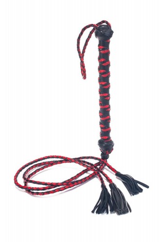 Fouet Triple Lanières 50cm Noir-Rouge 