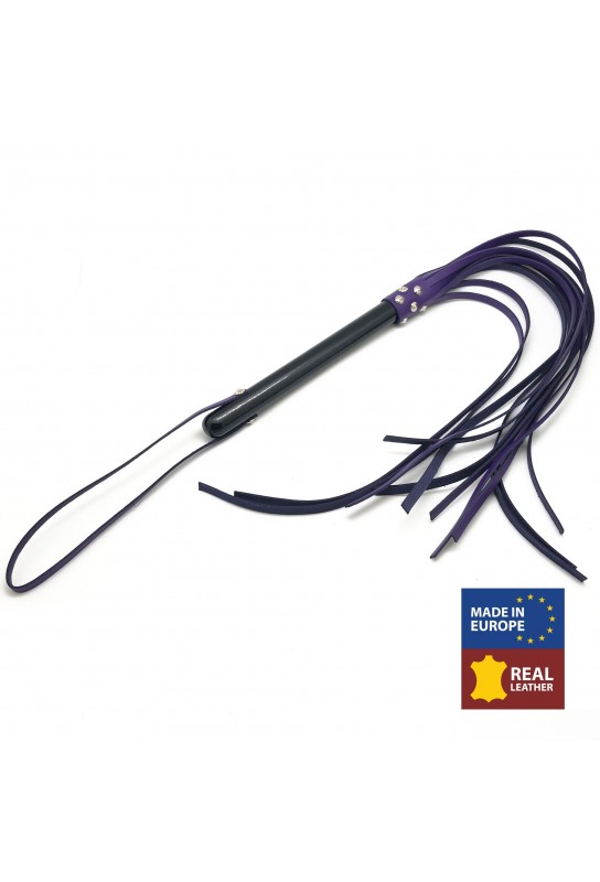 MARTINET BRINS EN CUIR VIOLET - 78cm - MANCHE EN BOIS 