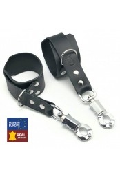 Menottes en cuir avec Mousqueton anti-panique