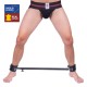 Barre en métal réglable avec menottes en cuir - 65 à 120cm 