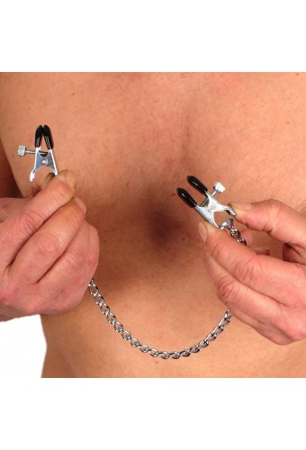 Pinces à seins métalliques avec chaine 