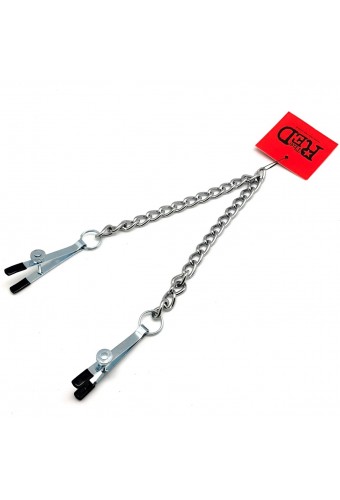 Pinces a seins métallique avec chaine 