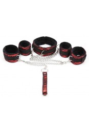 Kit Bondage Collier + Menottes Rouge 