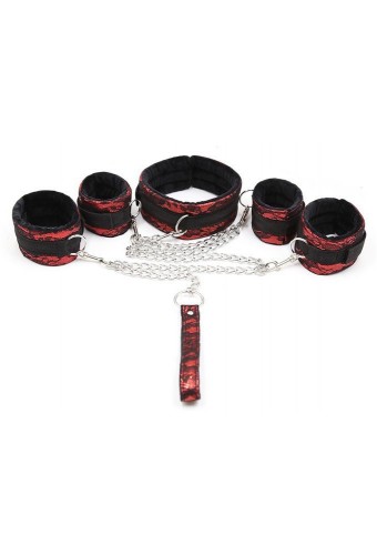 Kit Bondage Collier + Menottes Rouge 