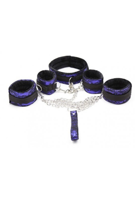 Kit Bondage avec Collier et Menottes Violet 