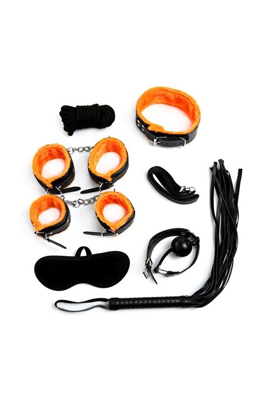 Kit Bondage 7 Pièces Noir/Orange 