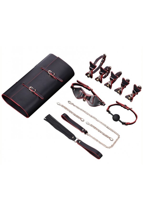 kit Bdsm Bells 6 pièces Noir-Rouge 