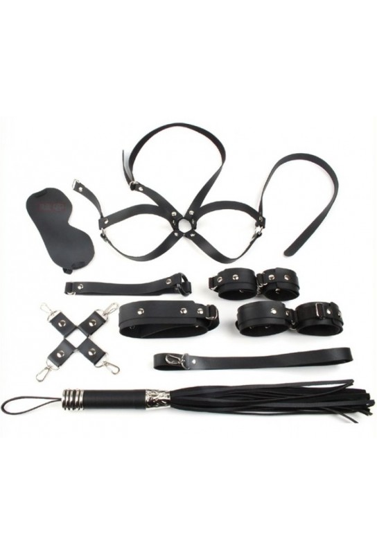 Coffret Bondage SM Obedience 10 Pièces Noir 