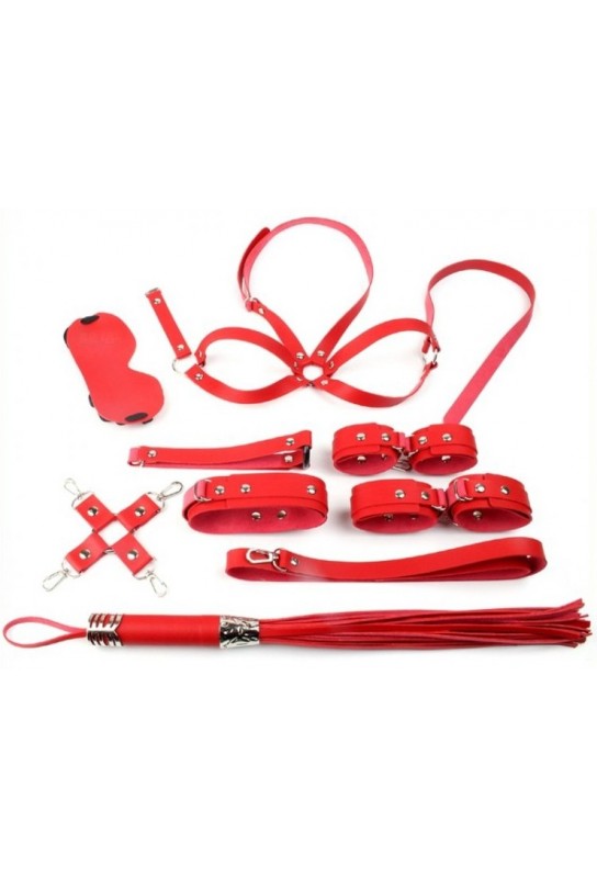 Coffret Bondage SM OBEDIENCE 10 Pièces Rouge 