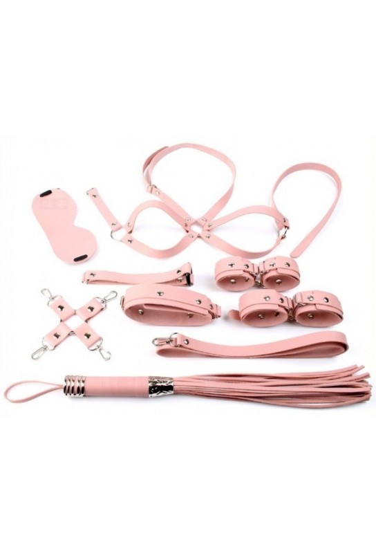 Coffret Bondage SM Obedience 10 Pièces Rose 