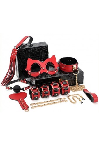 Coffret BDSM Luxury Noir-Rouge 8 Pièces 