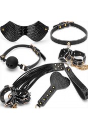 Kit BDSM 7 Pièces Caïman Noir 