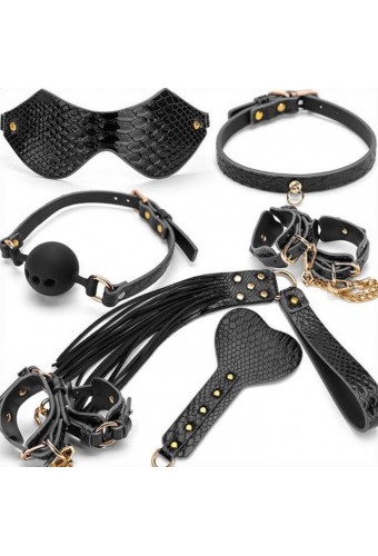 Kit BDSM 7 Pièces Caïman Noir 