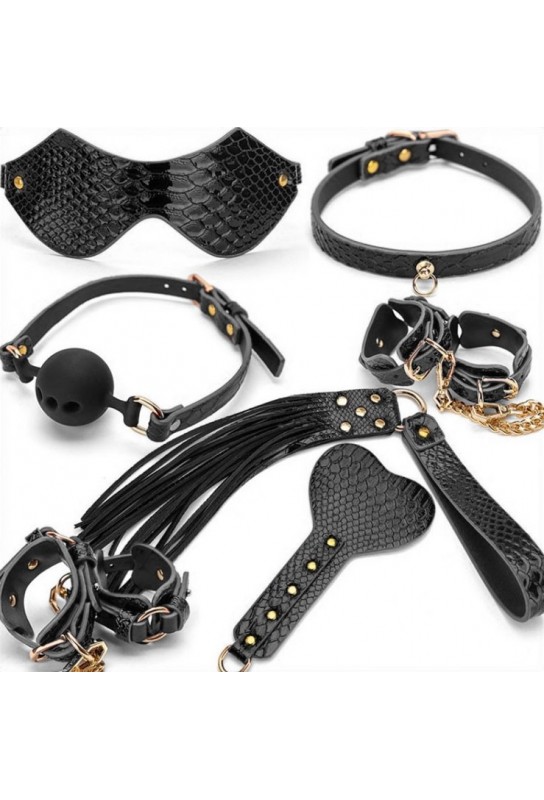 Kit BDSM 7 Pièces Caïman Noir 