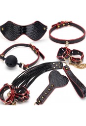Kit Bdsm 7 Pièces Caiman noir-Rouge 