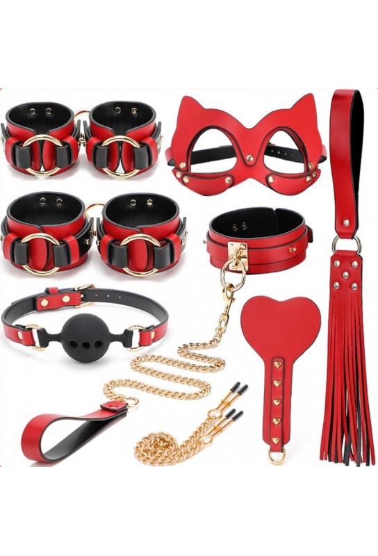 Coffret SM Bondage 8 Pièces Rouge-Noir 