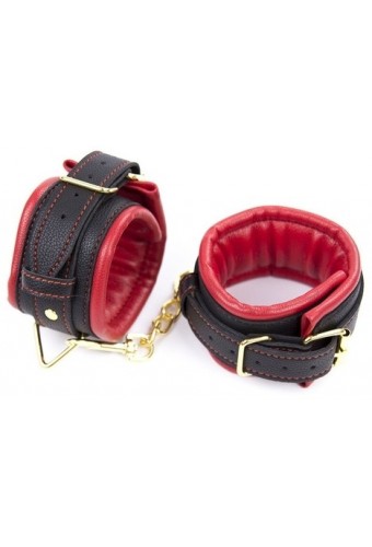 Menottes de poignets rembourrées Thicken Noir-Rouge 